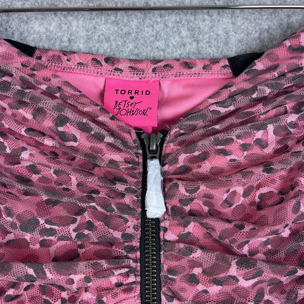 Torrid Betsey Johnson Skater Dress Womens 12‎ Black Pink Mesh Tulle Leopard NEW - Picture 5 of 16